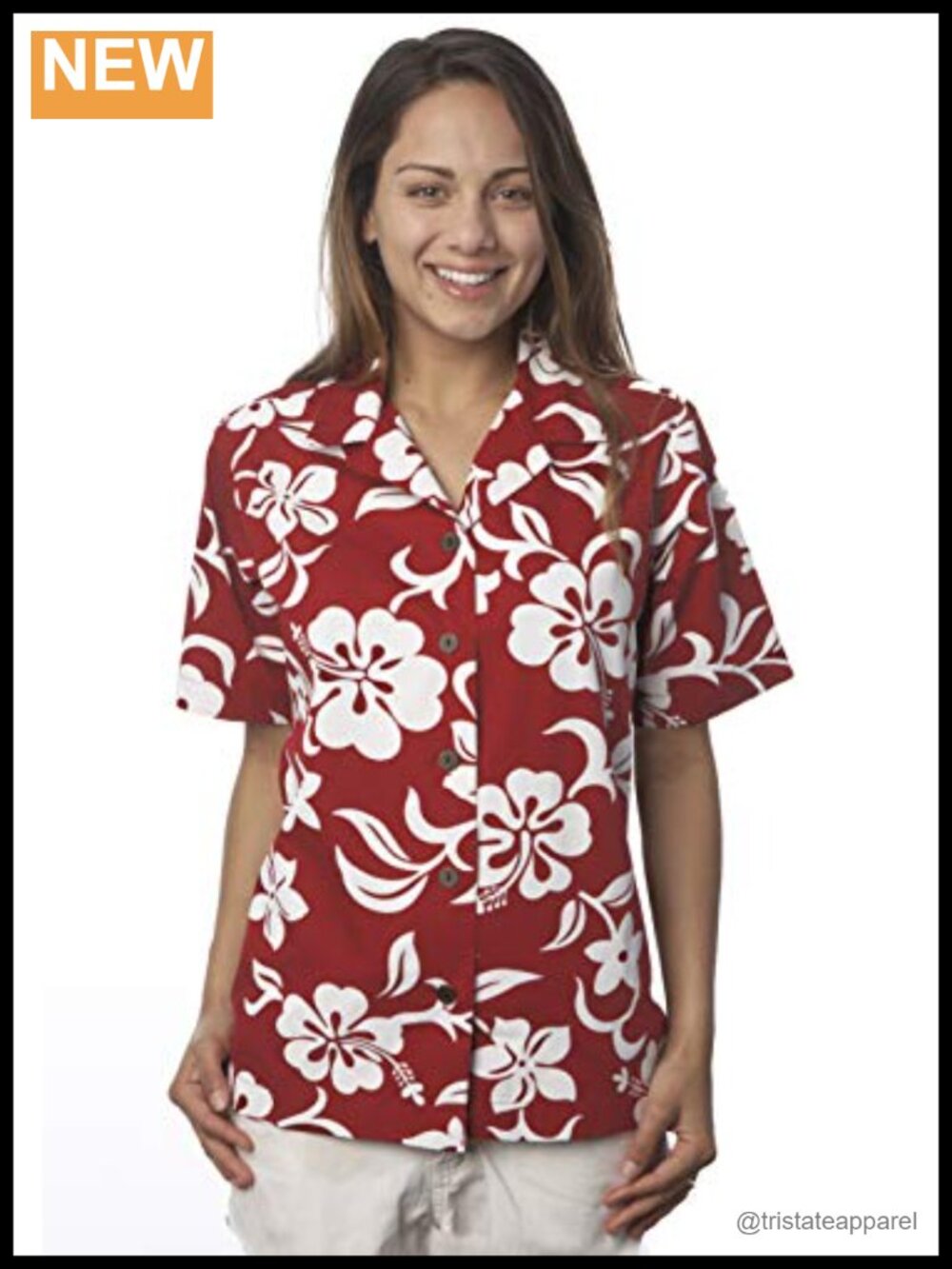 Women's 100% Cotton Hawaiian Button Down Shirt
